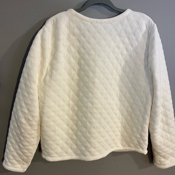 J.Crew Jacket Quilted Ivory Collarless Blazer Plus Women’s XL Spring Blazer - Picture 5 of 12